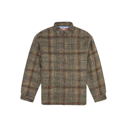 DIESEL FW24 Куртки и Пальто Мужской Зеленый Коричневый