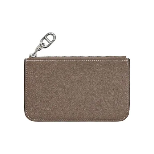 HERMES Zipengo Evercolor Телячья кожа Держатель для карт Женский 18 слоновый серый