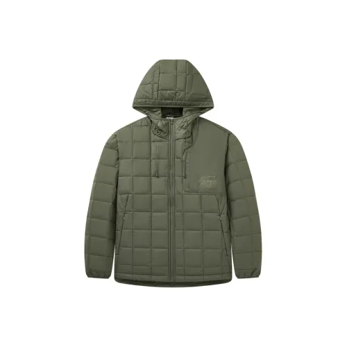 PEAK Хлопковый пуховик унисекс оливково-зеленого цвета