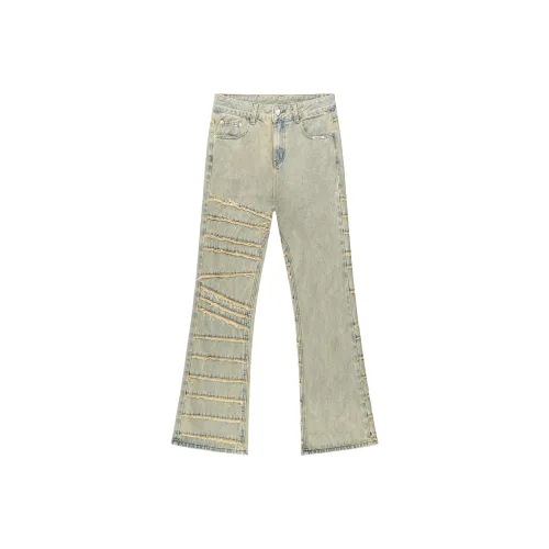 XINYINSU Джинсы Унисекс Желтый Грязь