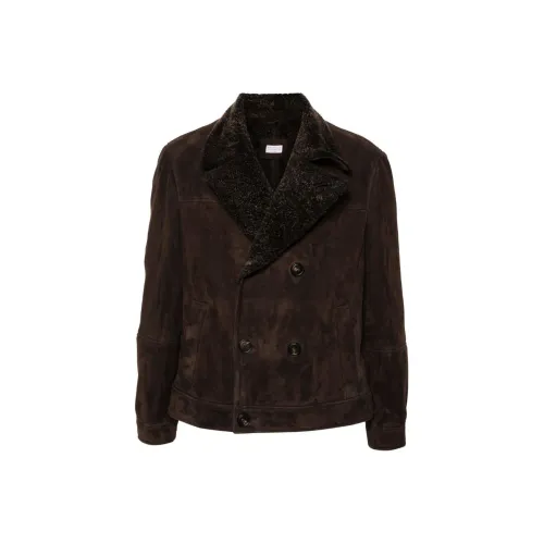 BRUNELLO CUCINELLI SS24 Кожаная куртка мужская цвет умбра