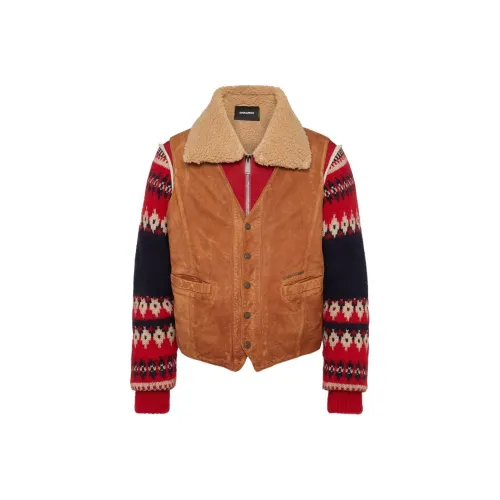 DSQUARED 2 SS24 Кожаная куртка мужская умбра