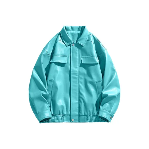 CUAVIO Кожа Куртка Унисекс Озерно-голубой