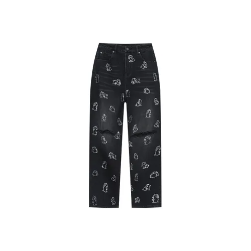 TCH Черные с серебристым логотипом унисекс джинсы