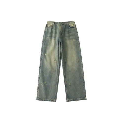 REOCHA Выстиранные синие мужские джинсы