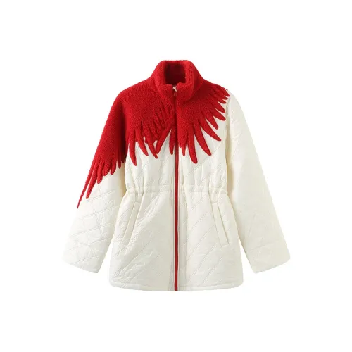 JI CHENG Хлопковый пуховик унисекс красный белый