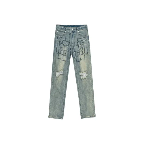 PILOTDRAGON Грязно-желтые унисекс джинсы