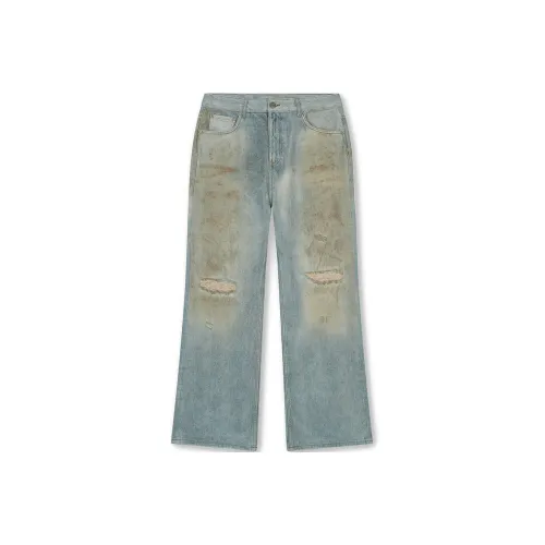 Безшовный крой, синий, унисекс, джинсы