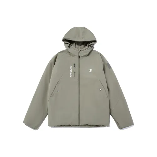 GUUKA TECH Хлопковый пуховик унисекс оливково-зеленого цвета