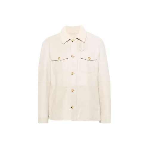 BRUNELLO CUCINELLI SS24 Кожаная куртка мужская светло-бежевый