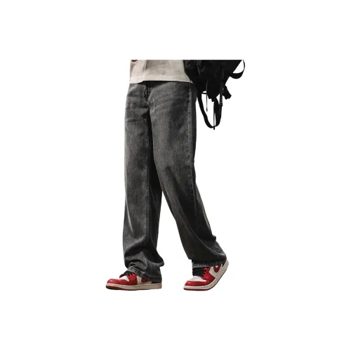 JIELEINUO Джинсы Мужские Черные Серые