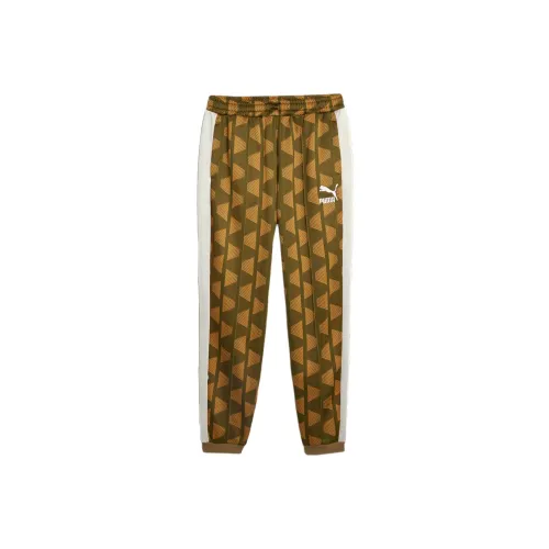 PUMA Вязаные тренировочные брюки мужские коричневые