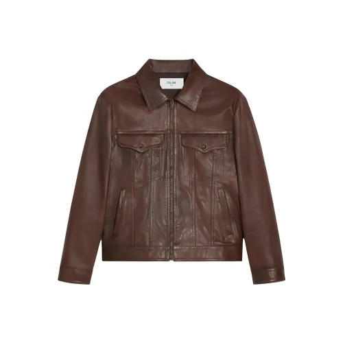 CELINE Кожа Куртка Мужская Коричневая