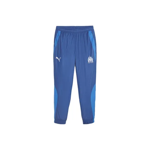 PUMA Olympique de Marseille PREMATCH Football Брюки Вязаные Тренировочные брюки Мужской Синий