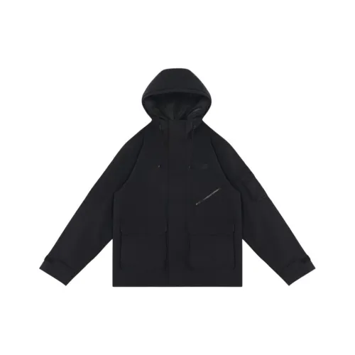 New Balance совместный бренд SS25 Clean Однотонный Минималистский стиль Большой карман Практичный С капюшоном Куртка Мужская Черная