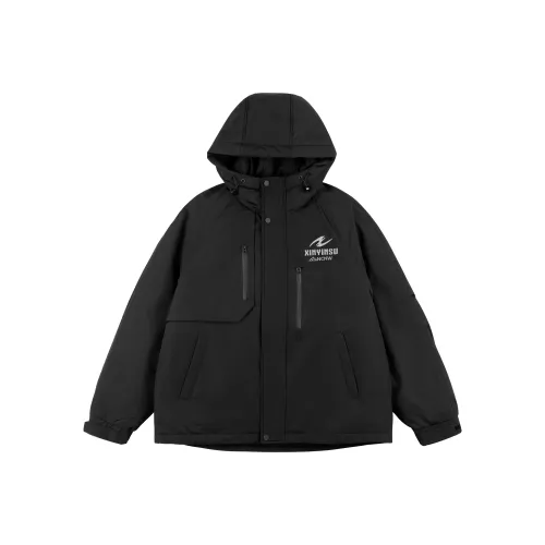 XINYINSU FW24 Туманный EH Коллекция Пуховик Унисекс Сияющий циан Черный