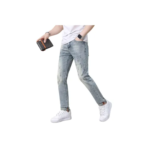 UOOHE Джинсы Унисекс Винтаж Синий