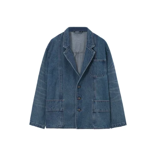 UNVESNO Куртки Пальто Унисекс Джинсовый Синий