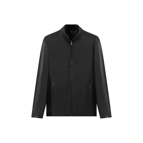 SEVEN Норковый мех Ожерелье-чокер Кожа Куртка Для Осеннего и Зимнего Мужской Черный