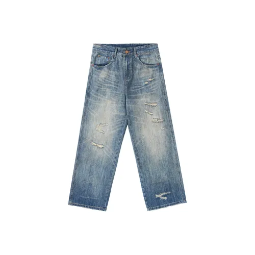 ZENGZHI Джинсы Унисекс Ностальгический Синий