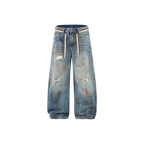 ZENGZHI Синие Унисекс Джинсы