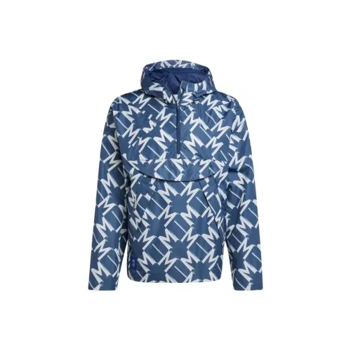 Adidas Manchester United Manchester United SS24 Манчестер Юнайтед SEASONAL Полузастежка WINDBREAKER Тренчкот Мужской Синий