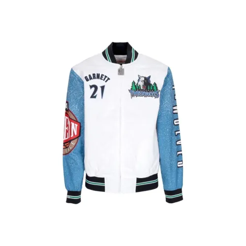 MITCHELL NESS Minnesota Timberwolves 21 Kevin Garnett Player Jacket Men's Multicolor White MITCHELL NESS Minnesota Timberwolves 21 Кевин Гарнетт Игрок Куртка Мужская Многоцветная Белая