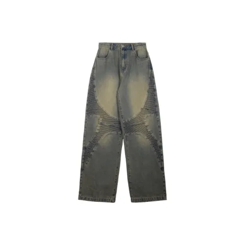 0 CROWORLD Серый Синий Мужские Джинсы
