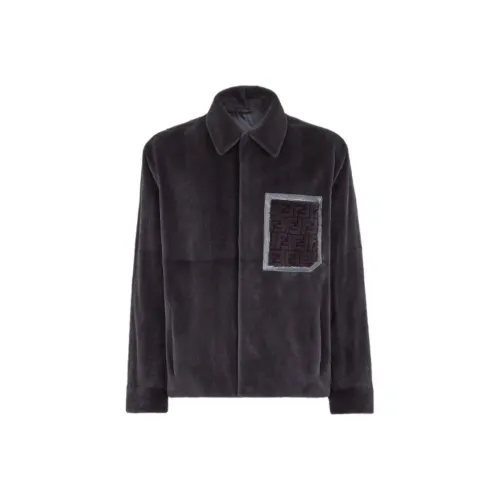FENDI Кожа Куртка Мужская Черная