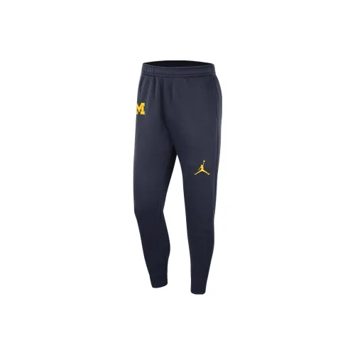 JORDAN BRAND Клуб Michigan Club Fleece Вязаные Тренировочные Штаны Мужские Морской Синий