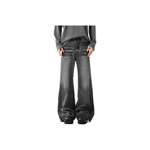 BQODQO Черные Унисекс Джинсы