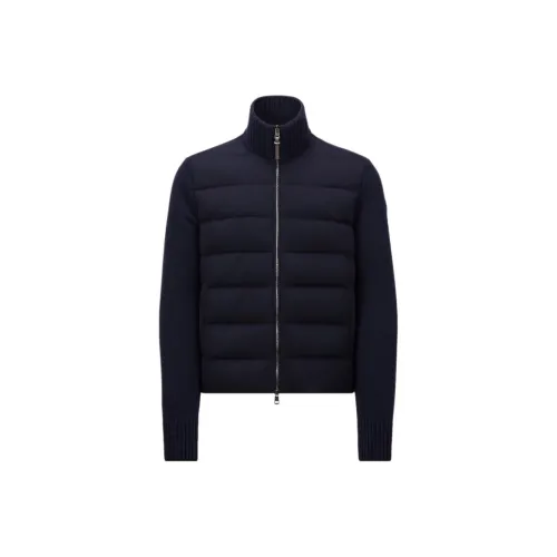 Moncler Padded Corduroy Collection Шерсть и кашемир Утепленный ZIP UP Кардиган Пуховик Мужской Темно-синий
