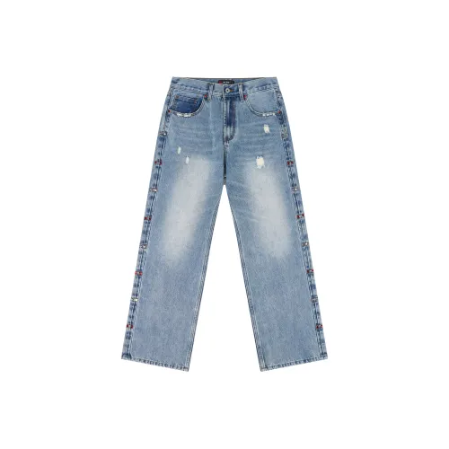 OCCUPY Джинсы Унисекс Выстиранный Синий