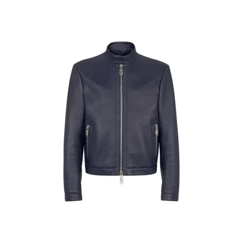 FENDI Кожа Куртка Мужская Синяя