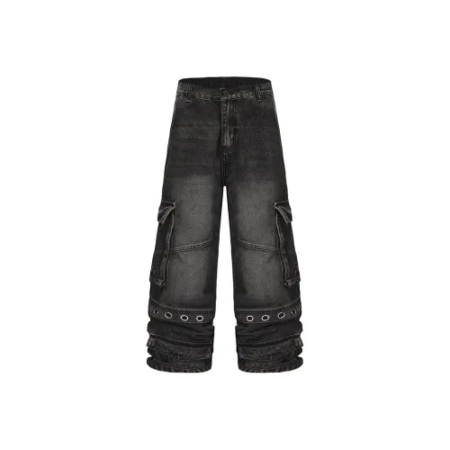 BLACK8MOB AW24 Джинсы Унисекс Серый