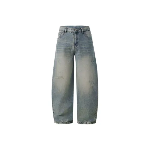 SANSHILIUJIE Джинсы Мужские Винтажные Синие