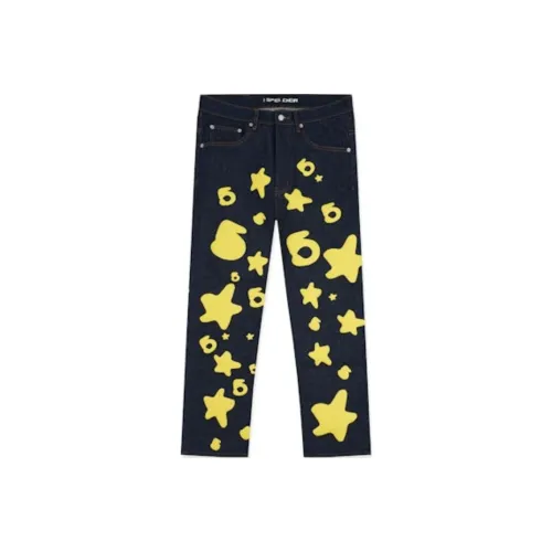 Sp5der Темно-синие Унисекс Джинсы