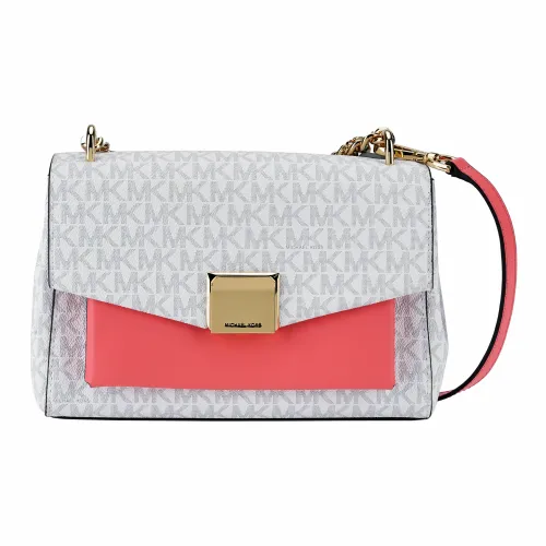 MICHAEL KORS Lita Холст Сумка через плечо Сумка среднего размера Женская Белая и Розово-красная