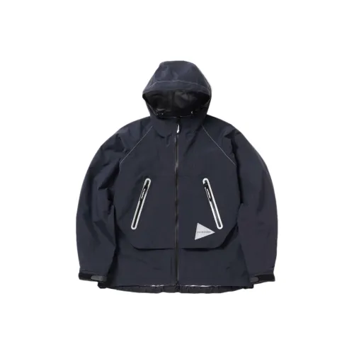 And Wander FW24 Куртки Пальто Унисекс Морской Синий