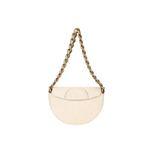 TORY BURCH Fleming Кожа New Moon Плечо Сумка Сумка через плечо Мини Женская Кремово-белая