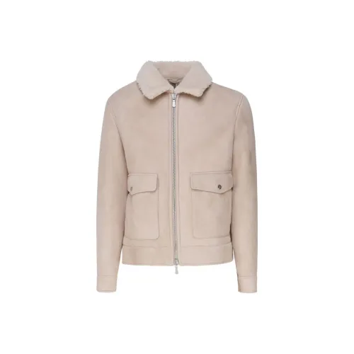 Eleventy FIRSTCLASS Made IN Italy SS24 Кожаная Куртка Мужская Бежевая