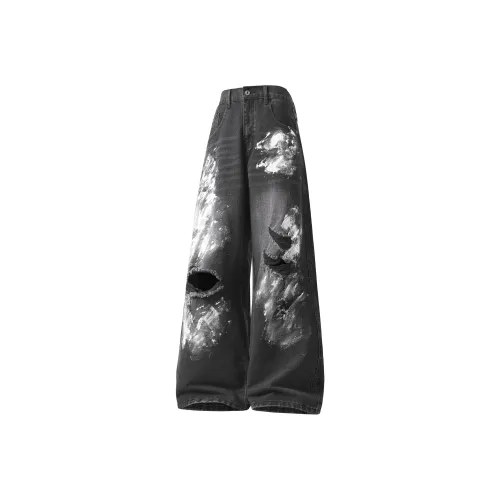 YINLEI Черные Унисекс Джинсы