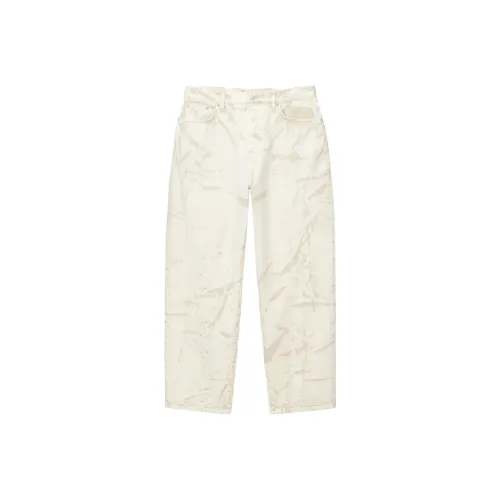 Stussy Праздничные Белые Унисекс Джинсы
