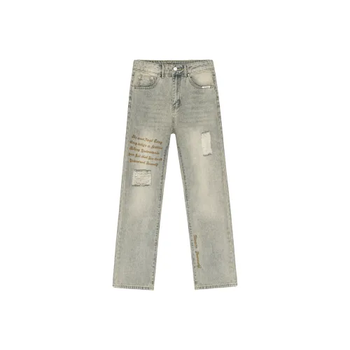 XINYINSU Джинсы Унисекс Желтый Грязь