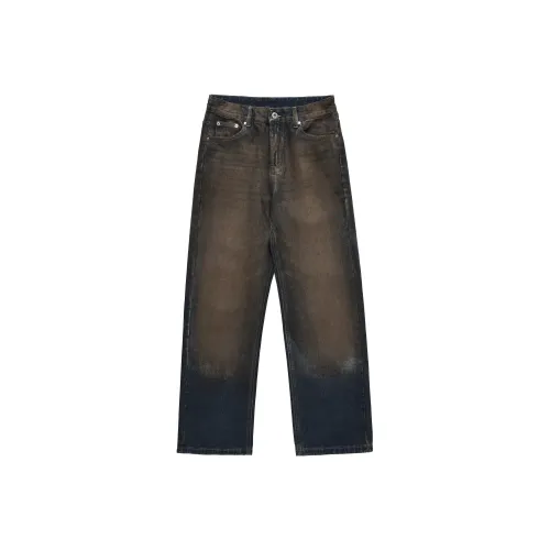 MT99 Джинсы Унисекс Желтый Грязь Синий