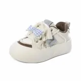 Коричневый, без подкладки, синий бант