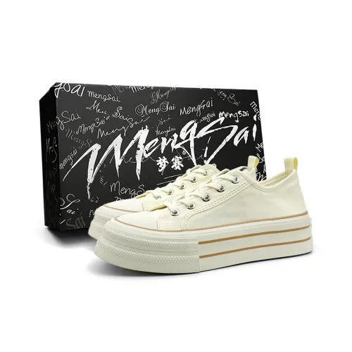 Mengsai Low-Top Canvas Shoes Beige Women's