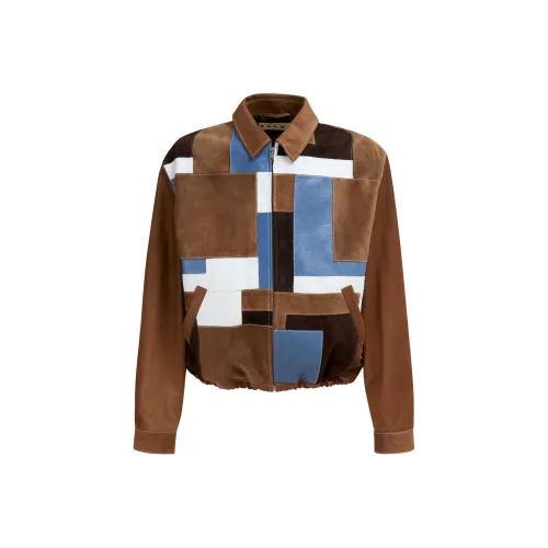 MARNI Умбра Мужские Кожаные Куртки