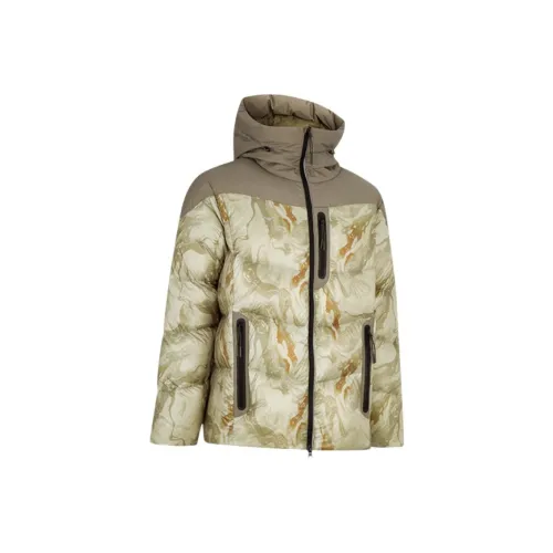 HOKA ONE ONE Пуховик Мужской Jasper Olive Green с принтом