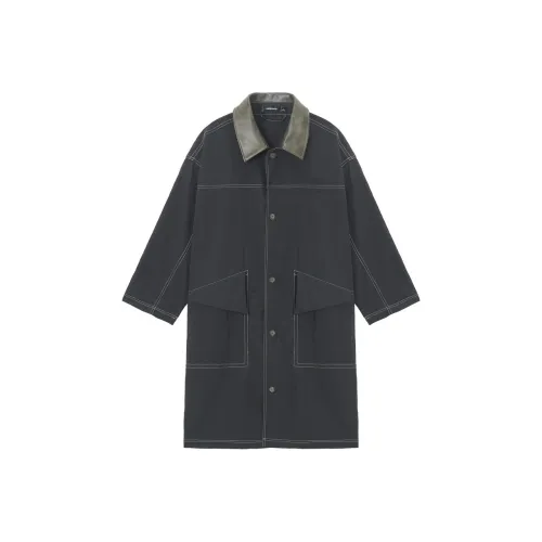 UNVESNO Чернильно-черный Унисекс Тренч